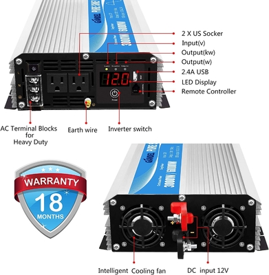 리모콘과 AC120V에 대한 3000W 순수 사인파 역변환 장치 DC12V