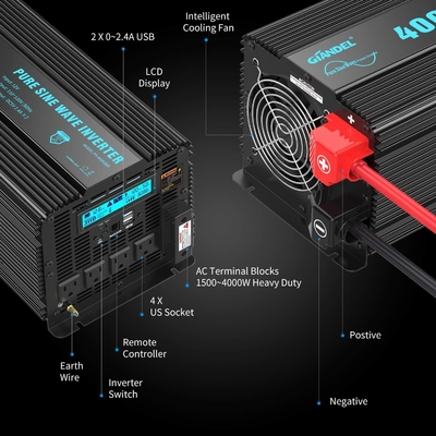 DC24V 하이브리드 태양 인버터 잔델 4000W 과중한 업무 순수 사인파 역변환 장치