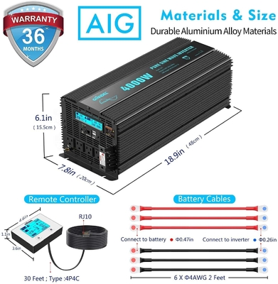 DC24V 하이브리드 태양 인버터 잔델 4000W 과중한 업무 순수 사인파 역변환 장치