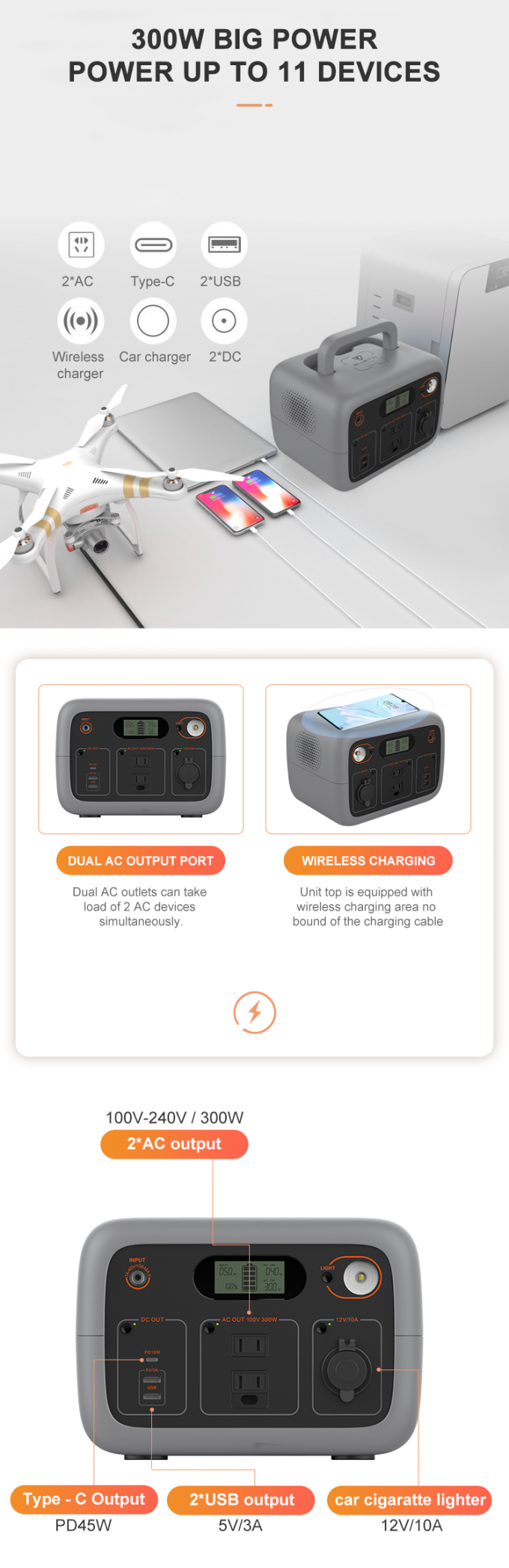 220V 500W 야외 오프 그리드 모바일 Lifepo4 리튬 배터리 가지고 다닐 수 있는 동력화차 태양발전기를 야영시키는 집에 작은 300W 블루티